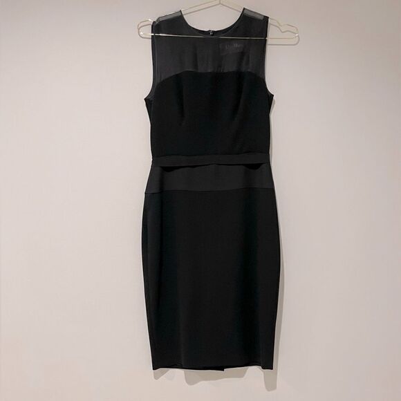 EUC Max Mara Womens Black Sheath Dress Sz. 8 Sheer Panel - Picture 1 of 4